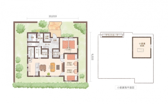 家事収納の家_平屋間取り