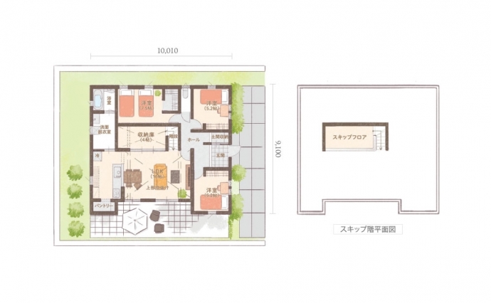 スキップフロアの家_平屋間取り